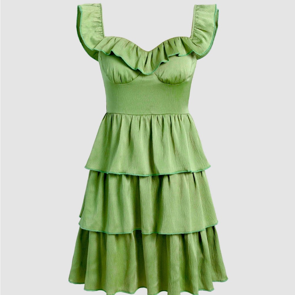 Solid Ruffle Mini Dress. From Cider. Length: Mini. Stretch: None